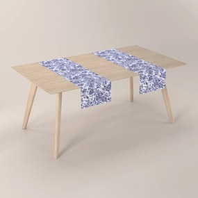 Dekoria Rechthoekige tafelloper, wit-blauw, 40 x 130 cm