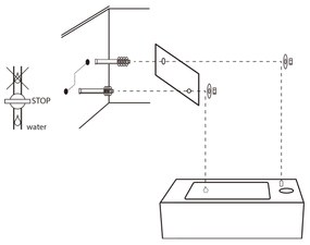 Differnz Force fonteinset natuursteen bombai black met handdoekrek en kruisgreep kraan chroom