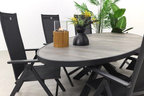 Hartman Napoli/Silva houtlook 240x115 cm. ovale tuinset - verstelbaar - 7-delig