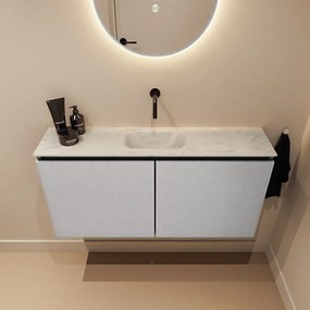 Mondiaz Ture DLux toiletmeubel 100cm plata met wastafel opalo midden zonder kraangat