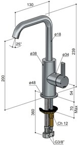 Hotbath ACE wastafelkraan met draaibare uitloop messing geborsteld PVD