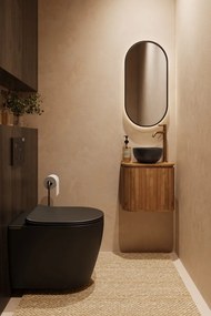 Livli Estrela toiletmeubel 40cm ribbelfront met mat zwarte waskom