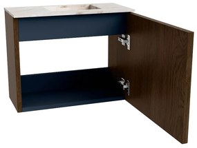 Mondiaz Joya DLux 50cm toiletmeubel walnut met wastafel faye rechts 1 kraangat frappe