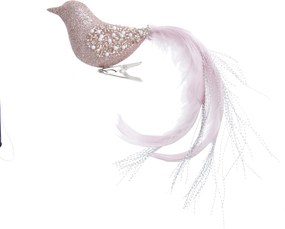 Kurt S. Adler glinsterende roze vogel kerstornament - 16 cm