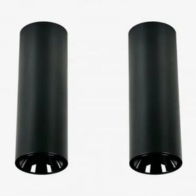 Pack Van 2 Ronde Led-opbouwplafondlampen Ø5,7 Cm Voor Buiten In Aluminium Luisiana Warm Wit 2700k & Zwart & 6 W & 23º - Sklum