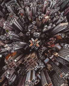 Kunstfotografie Aerial perspective of skyscrapers in Mid, Abstract Aerial Art, (30 x 40 cm)