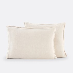 Kussensloop in gewassen linnen, laddersteek, Linot