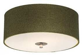 Landelijke plafondlamp groen 30 cm - Drum Jute