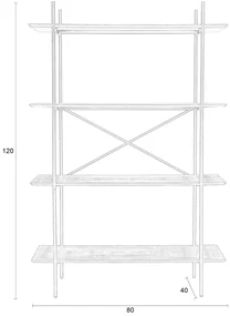 Zwarte Stellingkast Hout En Metaal - 120x40x180cm.
