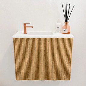 Mondiaz Joya 50cm toiletmeubel oak met wastafel faye links 1 kraangat talc