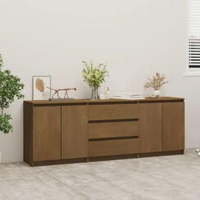 vidaXL Bijzetkast 180x36x65 cm massief grenenhout honingbruin