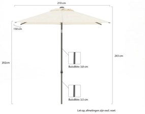 Shadowline Push-up parasol 210x150cm