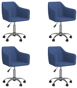 vidaXL Eetkamerstoelen draaibaar 4 st stof blauw