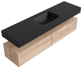 Zaro Alan badmeubel 170cm washed oak 2 lades met vrijhangende wastafel cloud midden zonder kraangat urban