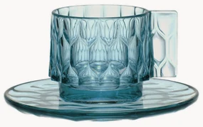 Koffiekopjes met schoteltjes Jellies met structuurpatroon, 4 stuks