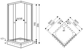 Kerra Madera douchecabine vierkant 90x90cm incl. douchebak