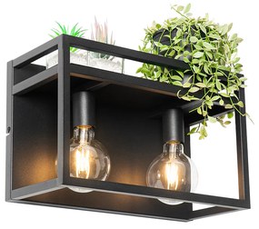 Smart wandlamp met dimmer zwart met rek incl. 2 Wifi G95 - Cage Rack Industriele / Industrie / Industrial E27 Binnenverlichting Lamp