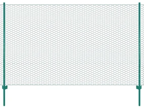 vidaXL Draadgaashek met palen 25x2 m staal groen