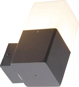 Buitenwandlamp zwart met opaal witte kap IP44 - Denmark