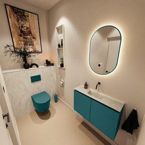 MONDIAZ TURE-DLUX 80cm toiletmeubel Smag. EDEN wastafel Ostra positie midden. Zonder kraangat. TUREDX80SMAM0OST