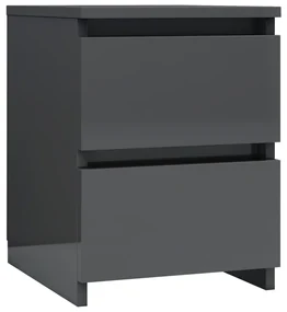 vidaXL Nachtkastje 30x30x40 cm bewerkt hout hoogglans grijs