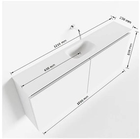 Mondiaz Ture 120cm toiletmeubel cale met wastafel talc midden geen kraangat