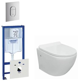 Go compact Toiletsetset - spoelrandloos - grohe inbouwreservoir - softclose - quickrelease - bedieningsplaat verticaal - chroom 0729205/0729240/sw242519/