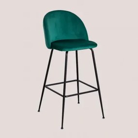 Kana Design Hoge Fluwelen Kruk Zwart & Jungle Groen & ↑75 Cm - Sklum