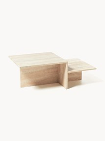 Travertijnen salontafel Distinct met twee tafelbladen