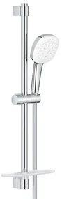 GROHE Tempesta 110 Cube Glijstangset - 60cm - vierkante handdouche - 3 straalsoorten - gladde doucheslang - met zeephouder - chroom 27576003