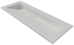 Lambini Designs Flora solid surface wastafel 120cm met kraangaten wit mat