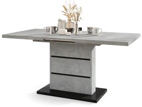 Mazzoni PIANO beton licht atelier / zwart mat - moderne uitschuifbare tafel tot 200 cm