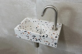 Saniclear Terrazzo fonteinset met gebogen kraan in RVS
