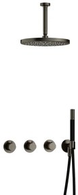 Hotbath Cobber IBS70 Regendoucheset inbouw - 15cm plafondarm - 30cm ronde hoofddouche - staafhanddouche - verouderd ijzer IBS70AI25