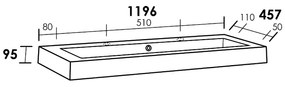 Sanituba Florence enkele wastafel mineraalmarmer met twee kraangaten 120cm