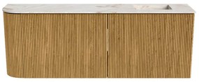 Mondiaz Joya DLux 110cm toiletmeubel ronding links oak met wastafel faye rechts zonder kraangat frappe