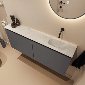 Mondiaz Ture DLux toiletmeubel 120cm dark grey met wastafel opalo rechts zonder kraangat