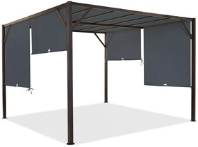 Metalen terraspergola Santorini 3 x 3 m bruin-antraciet Garden Point