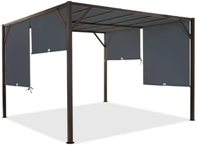 Metalen terraspergola Santorini 3 x 3 m bruin-antraciet Garden Point
