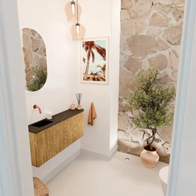 Mondiaz Joya 100cm toiletmeubel ronding rechts oak met wastafel faye links zonder kraangat urban