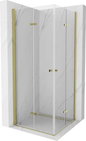 Mexen Lima Duo douchecabine vouwbaar 90 x 90 cm, transparant, goud - 856-090-090-50-00-02