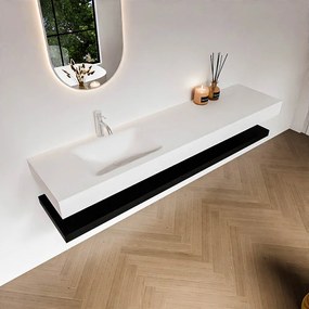 Zaro Alan badmeubel 190cm met planchet urban en vrijhangende wastafel cloud links 1 kraangat talc