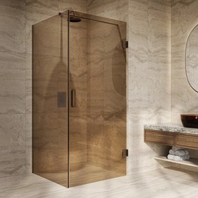 Saniclear Modern Antique brons glas douchecabine 100x70cm met 70cm deur anti-kalk verouderd messing