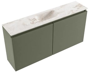 Mondiaz Ture DLux toiletmeubel 100cm army met wastafel frappe midden zonder kraangat