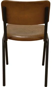 Goossens Eetkamerstoel Chaplin cognac leer leuning, urban industrieel