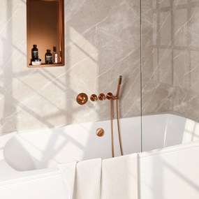 Brauer Stripe inbouw badkraan met badvulcombinatie en staafhanddouche koper geborsteld PVD