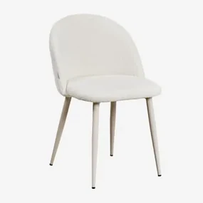 Kana Deluxe Eetkamerstoel Van Bouclé Stof Bouclé Wit - Sklum