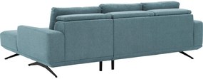 Goossens Excellent Bank Princess blauw, stof, 2,5-zits, elegant chic met chaise longue rechts