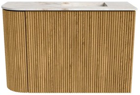 Mondiaz Joya DLux 60cm toiletmeubel ronding links oak met wastafel faye rechts 1 kraangat frappe