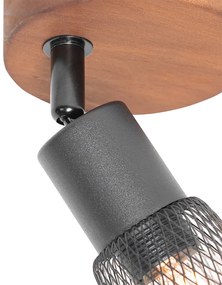 Industriële spot zwart met hout - Kristina